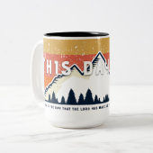 Deze dag Devo | 15 oz Logo Wrap w/Psalm 118:24 Tweekleurige Koffiemok (Voorkant links)