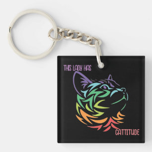 Deze dame heeft een cattitude sleutelhanger