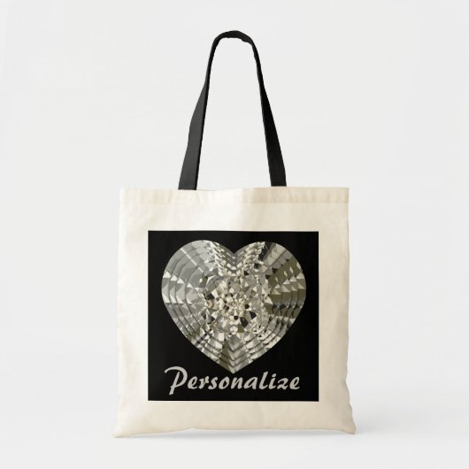 Deze Diamond Heart-Canvas tas personaliseren (Voorkant)