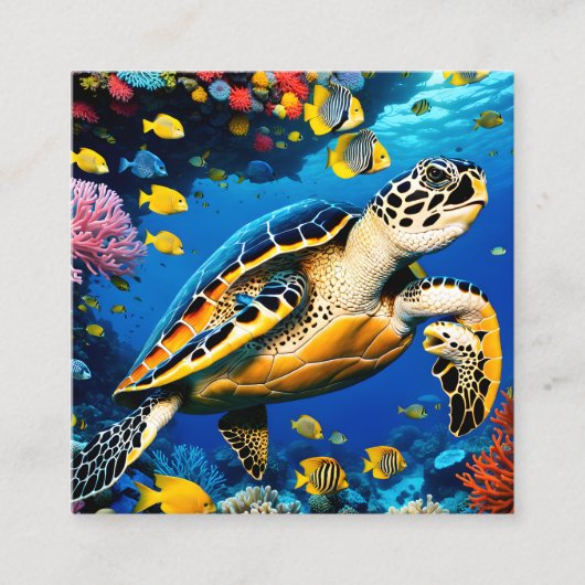 Deze digitale weergave van een hawksbill zee turtl vierkante visitekaartje (Voorkant)