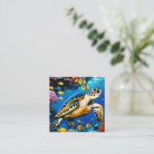 Deze digitale weergave van een hawksbill zee turtl vierkante visitekaartje (Staand voorkant)