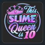 Deze dikke koningin is 10 verjaardag vierkante sticker<br><div class="desc">Deze dikke koningin is 10 verjaardag</div>
