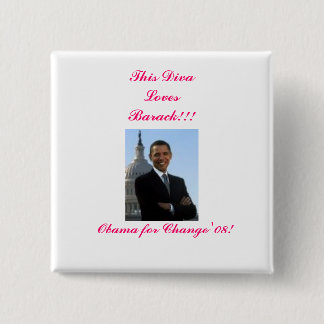 Deze Diva houdt van Barack!!! Vierkante Button 5,1 Cm