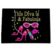 DEZE DIVA IS 21 EN FABULOUS ONTWERP LARGE CADEAUTASJE (Voorkant)