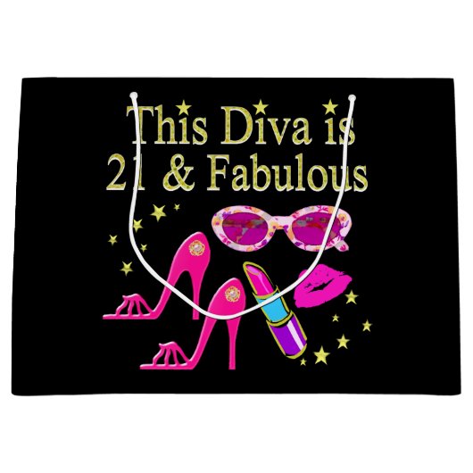 DEZE DIVA IS 21 EN FABULOUS ONTWERP LARGE CADEAUTASJE (Voorkant)