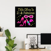 DEZE DIVA IS 21 EN FABULOUS ONTWERP POSTER (Thuiskantoor)