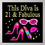 DEZE DIVA IS 21 EN FABULOUS ONTWERP POSTER (Voorkant)
