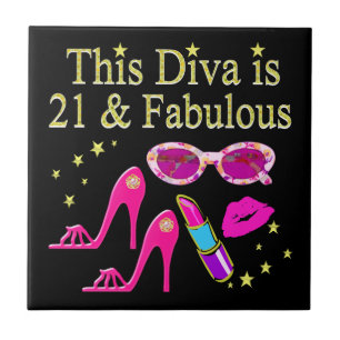 DEZE DIVA IS 21 EN FABULOUS ONTWERP TEGELTJE