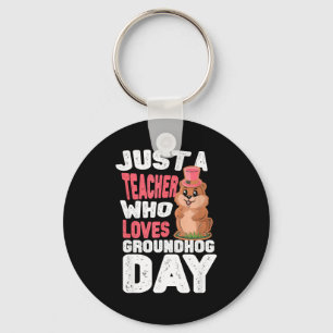 Deze docent houdt van bosmarmotten, Groundhog Day Sleutelhanger