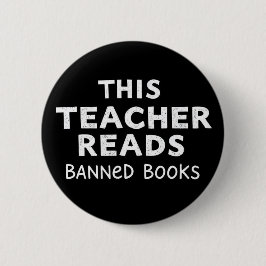 Deze docent leest verboden boeken grafisch ronde button 5,7 cm