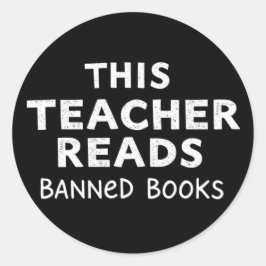 Deze docent leest verboden boeken grafisch ronde sticker