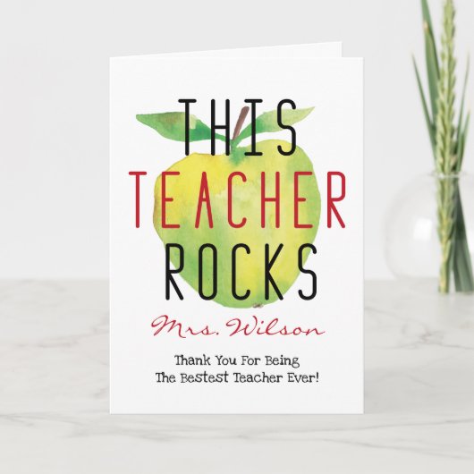 Deze docent rockt Waterverf Apple Bedankkaart (Voorkant)