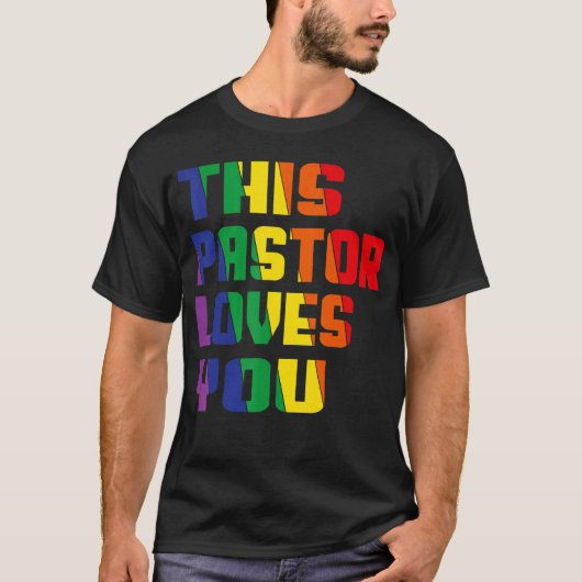 Deze dominee houdt van je trots LGBT Trotse Ally G T-shirt (Voorkant)