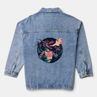 Deze draak spuugt vuur denim jacket