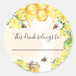 Deze drink is geel aan hommels ronde sticker