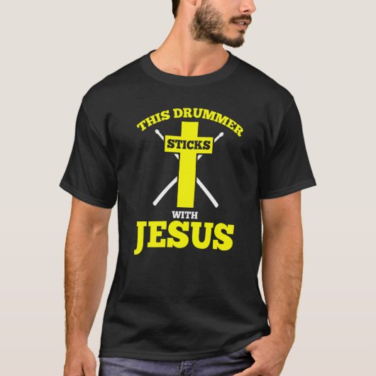 Deze drummer tikt met Jezus Drummer drummer drumse T-shirt (Voorkant)