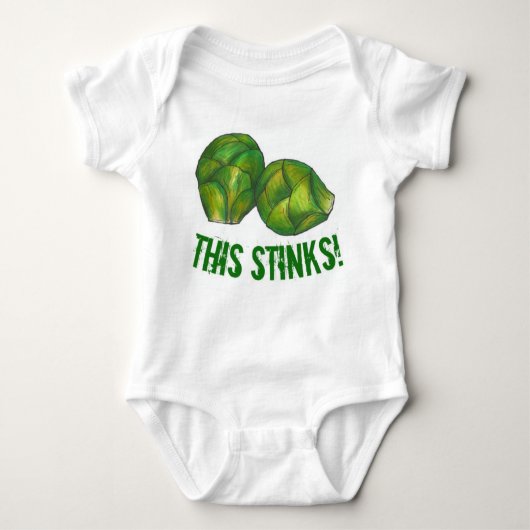 Deze druppels. Stinky Green Brussels Sprouts Veggi Romper (Voorkant)
