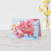 Deze dubbele Cherry Blossom aanpassen Kaart (Gele Bloem)