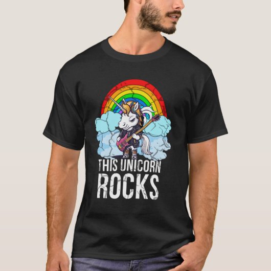 Deze eenhoorn rockt gitaar t-shirt (Voorkant)