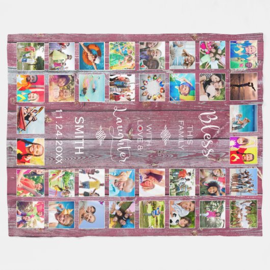 Deze familie zonder liefde 32 Foto Collage Fleece Deken (Voorkant (Horizontaal))