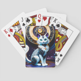 Deze filigraan fantasie kat is echt een kunstwerk. pokerkaarten