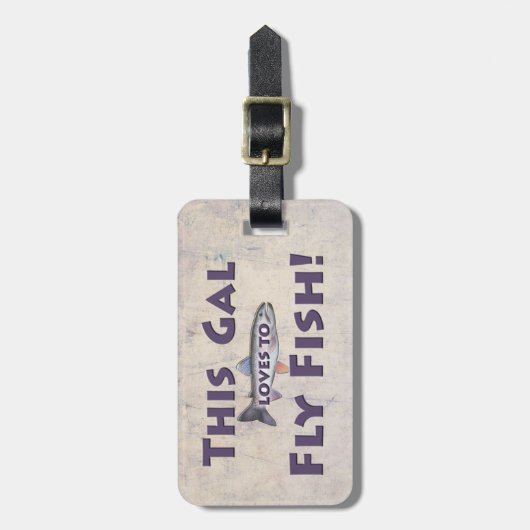 Deze Gal houdt van vliegen. forelvisserij Bagagelabel (Voorkant verticaal)