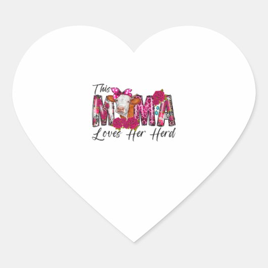 Deze gebleekte mama houdt van haar kudde Moederdag Hart Sticker (Voorkant)