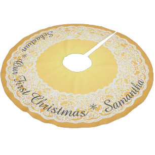 DEZE GEBOGEN TEKST AANPASSEN Goud  kant Kerstboom Rok