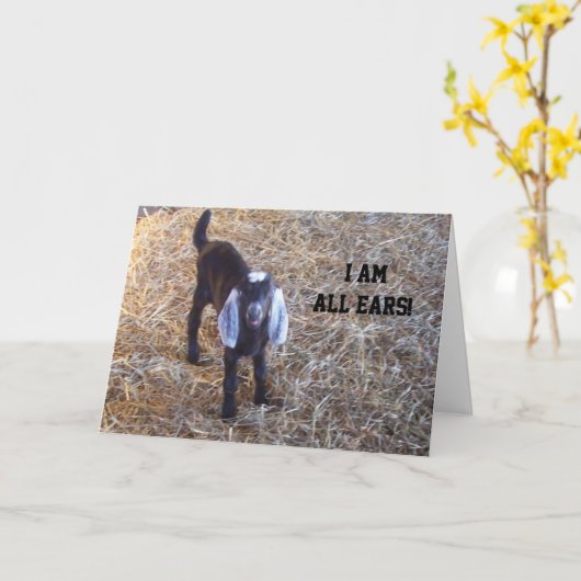 DEZE GEIT IS "ALL EARS" - WEDERZIJDSE VERJAARDAG K KAART (Gele Bloem)