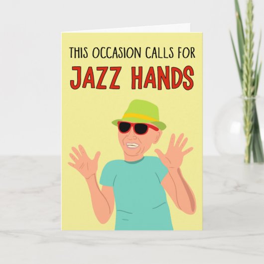 Deze gelegenheid roept Jazz Hands Gefeliciteerd op Kaart (Voorkant)