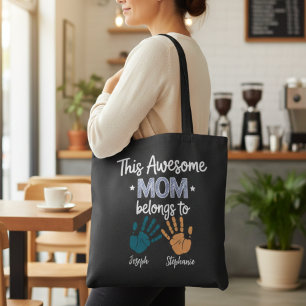 Deze Geweldige Moeder Hoort Bij Handprint Moeder Tote Bag
