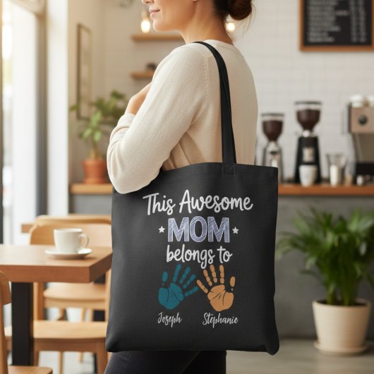 Deze Geweldige Moeder Hoort Bij Handprint Moeder Tote Bag