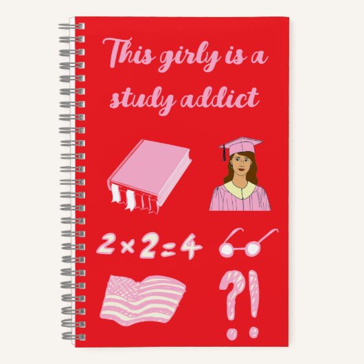 Deze girly is een notitieboek voor studieverslaafd (Voorkant)