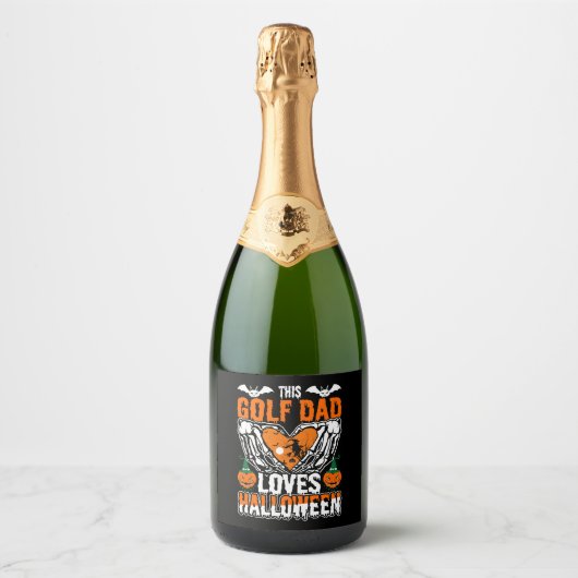 Deze golf vader houdt van Halloween Sparkling Wijnetiket (Voorkant)