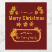 Deze gouden sneeuwvlok, personaliseer kerstmis wijn etiket (Enkel label)