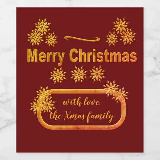 Deze gouden sneeuwvlok, personaliseer kerstmis wijn etiket (Enkel label)