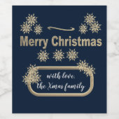 Deze gouden sneeuwvlok, personaliseer kerstmis wijn etiket (Enkel label)