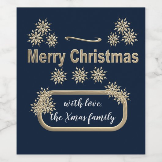 Deze gouden sneeuwvlok, personaliseer kerstmis wijn etiket (Enkel label)