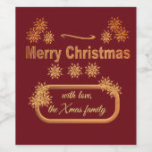 Deze gouden sneeuwvlok, personaliseer kerstmis wijn etiket (Enkel label)