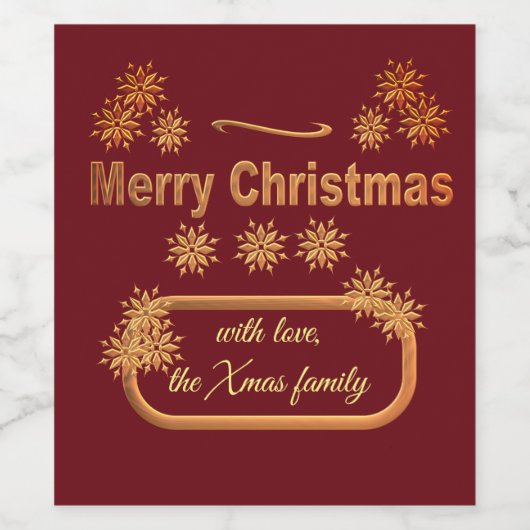 Deze gouden sneeuwvlok, personaliseer kerstmis wijn etiket (Enkel label)