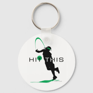Deze groene Pitcher Softball Sleutelhanger