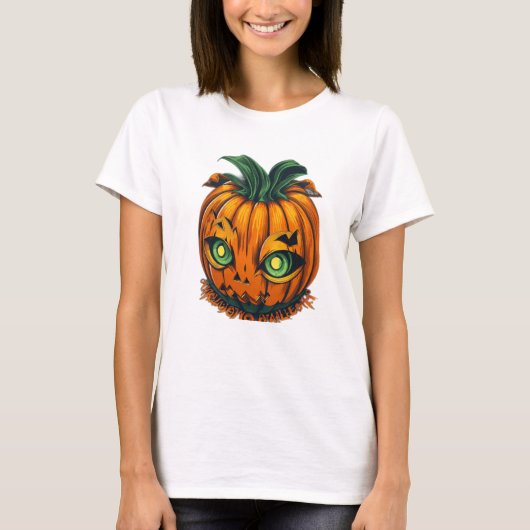 Deze Halloween ruimte pompoen is hier T-shirt (Voorkant)