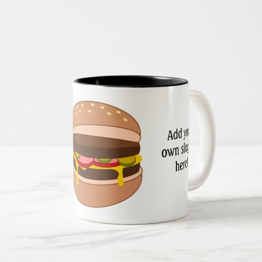 Deze Hamburger-afbeelding aanpassen Tweekleurige Koffiemok (Voorkant rechts)