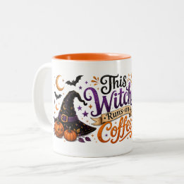 Deze Heks Draait Op Koffie Halloween Tweekleurige Koffiemok