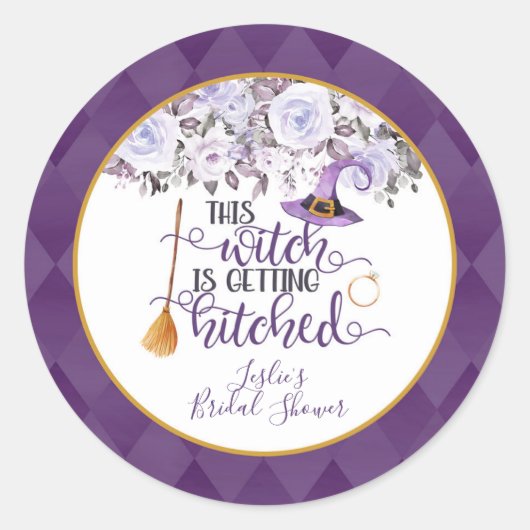 Deze heks gaat trouwen Ronde Sticker Aangepast (Voorkant)