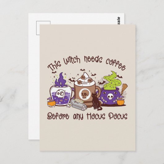Deze heks heeft koffie nodig briefkaart (Voorkant / Achterkant)
