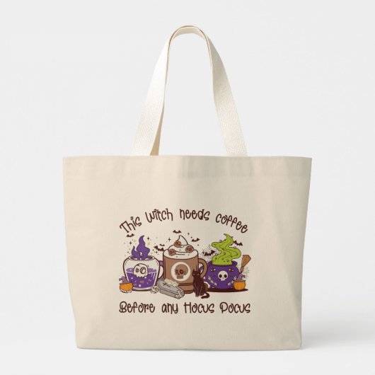 Deze heks heeft koffie nodig grote tote bag (Achterkant)