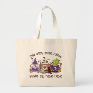 Deze heks heeft koffie nodig grote tote bag