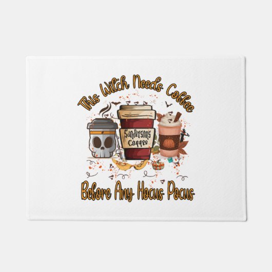 Deze heks heeft koffie nodig, Halloween, Halloween Deurmat (Voorkant)