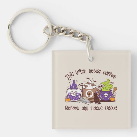 Deze heks heeft koffie nodig sleutelhanger (Voorkant)